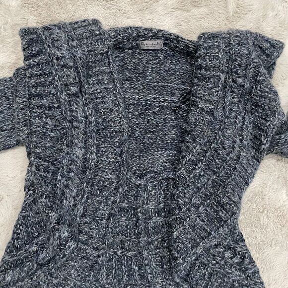 Elsamanda Made in Italy Gray Chunky Knit Open Front Cardigan S Wool Alpaca Blend - Picture 6 of 13